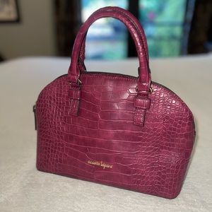 Mulberry Burgundy Croc-Embossed Leather Handbag